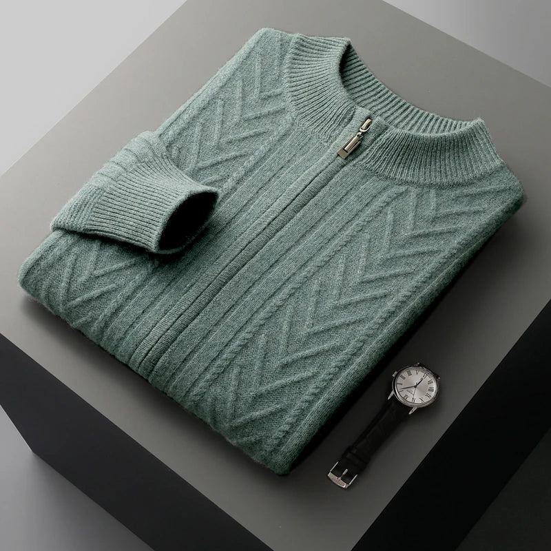 Variant image for Herrenpullover Grau Größe M Wollmischung Kabelstrick Design-25