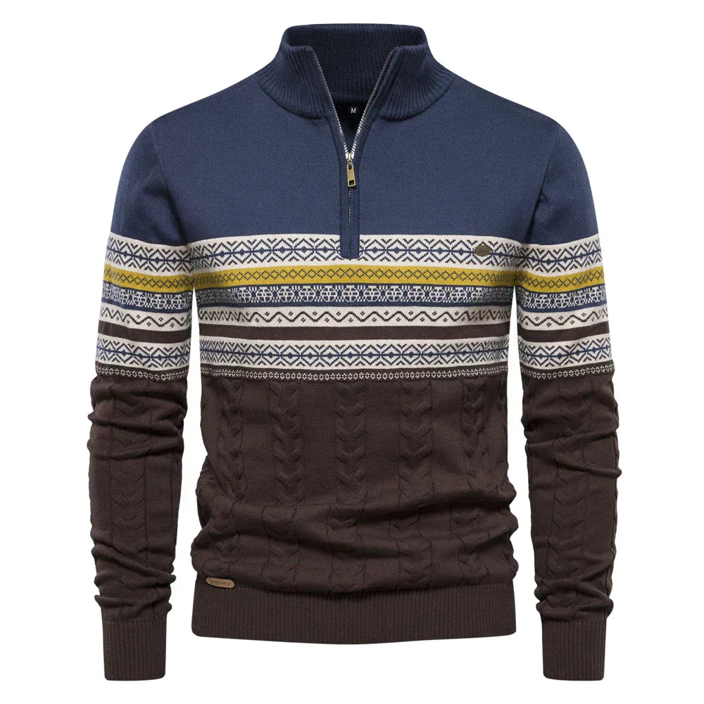 Variant image for Herren Pullover Grau Größe M Retro-Muster Strickstoff-11