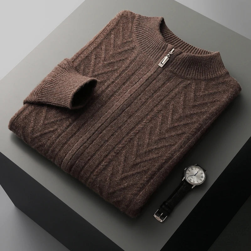Variant image for Herrenpullover Grau Größe M Wollmischung Kabelstrick Design-13