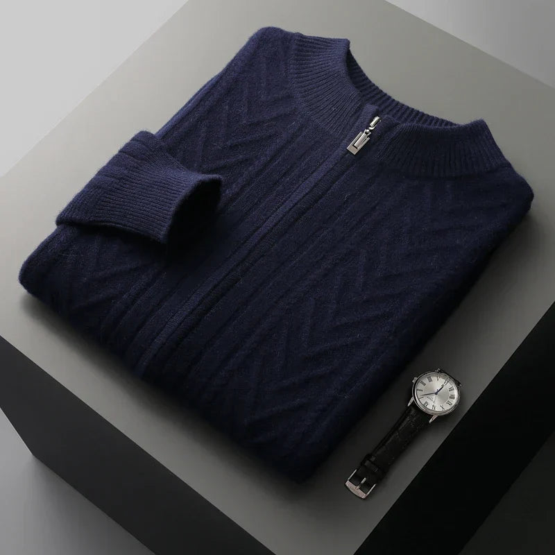 Variant image for Herrenpullover Grau Größe M Wollmischung Kabelstrick Design-19