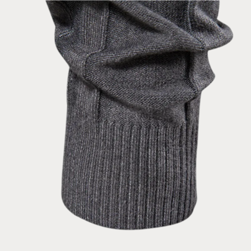 Herrenpullover Schwarz Größe M Thermo Hochkragen Strickstoff-6
