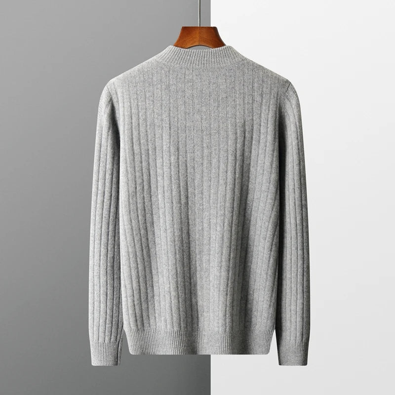 Herrenpullover Grau Größe M Wollmischung Kabelstrick Design-3