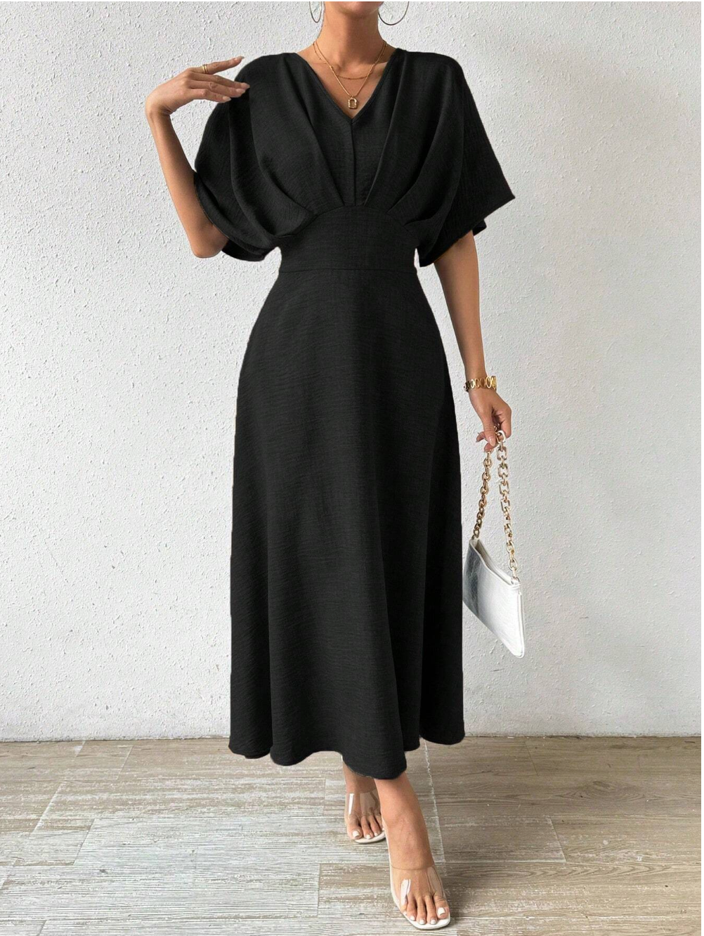 Variant image for Adeline – Elegantes Maxikleid Sommer für Damen mit V-Ausschnitt und Fledermausärmeln, Ideal für Festliche Anlässe-13