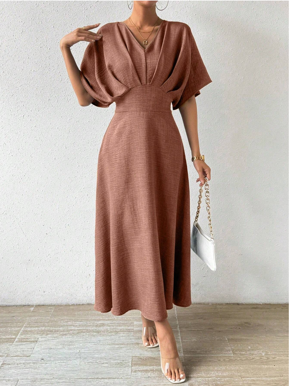 Variant image for Adeline – Elegantes Maxikleid Sommer für Damen mit V-Ausschnitt und Fledermausärmeln, Ideal für Festliche Anlässe-49