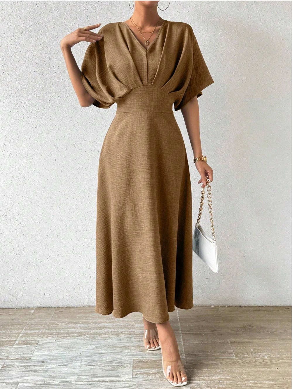 Variant image for Adeline – Elegantes Maxikleid Sommer für Damen mit V-Ausschnitt und Fledermausärmeln, Ideal für Festliche Anlässe-7