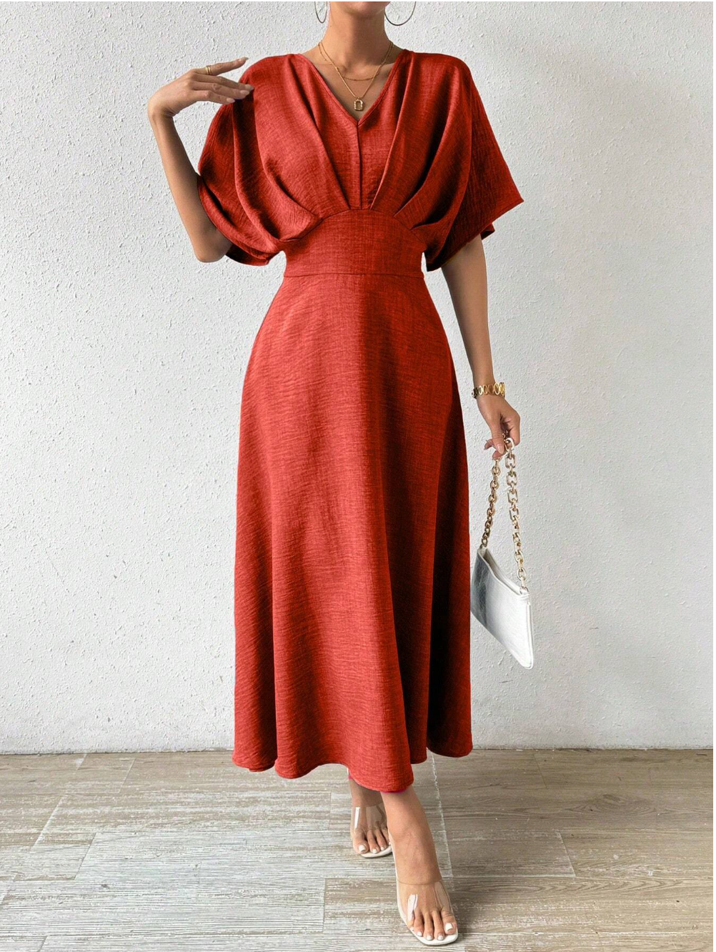 Variant image for Adeline – Elegantes Maxikleid Sommer für Damen mit V-Ausschnitt und Fledermausärmeln, Ideal für Festliche Anlässe-37