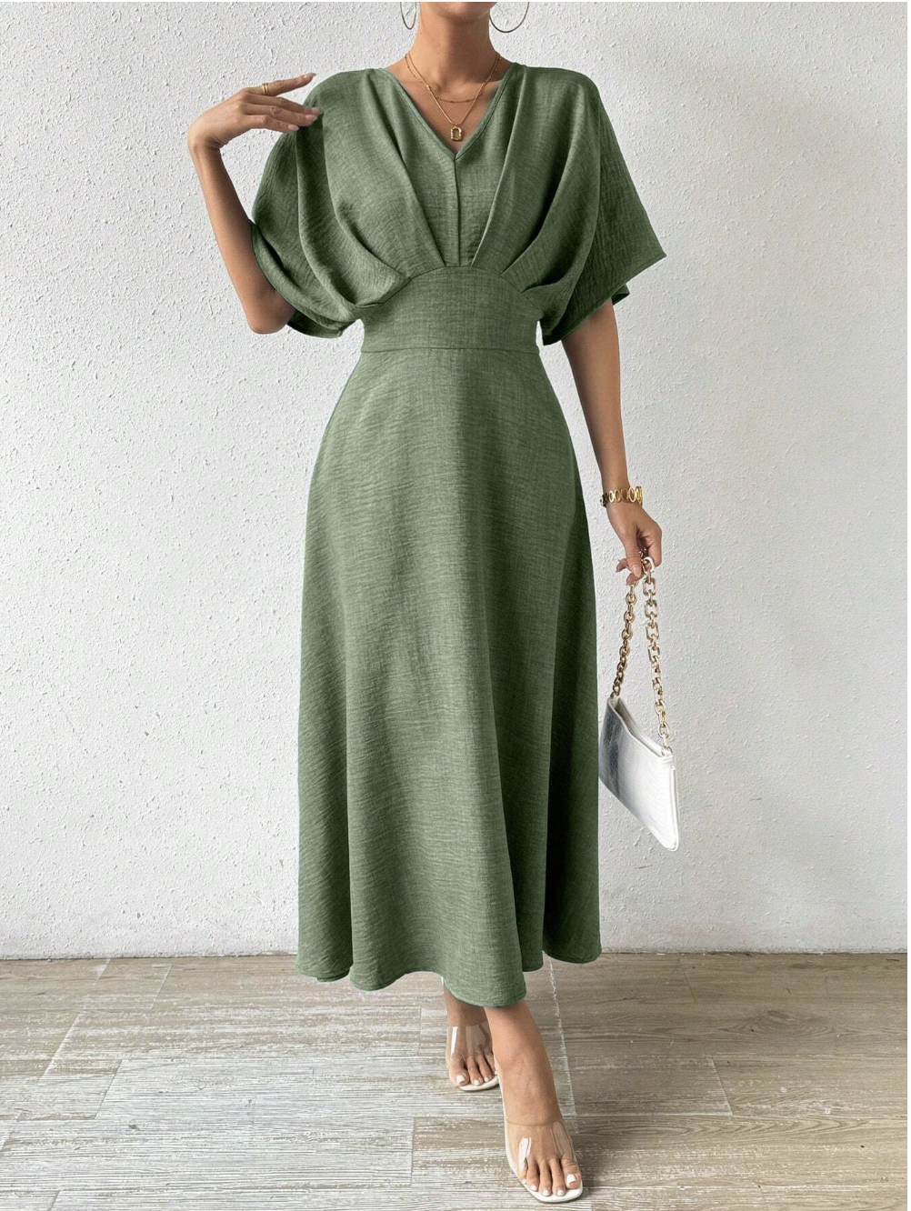 Variant image for Adeline – Elegantes Maxikleid Sommer für Damen mit V-Ausschnitt und Fledermausärmeln, Ideal für Festliche Anlässe-25