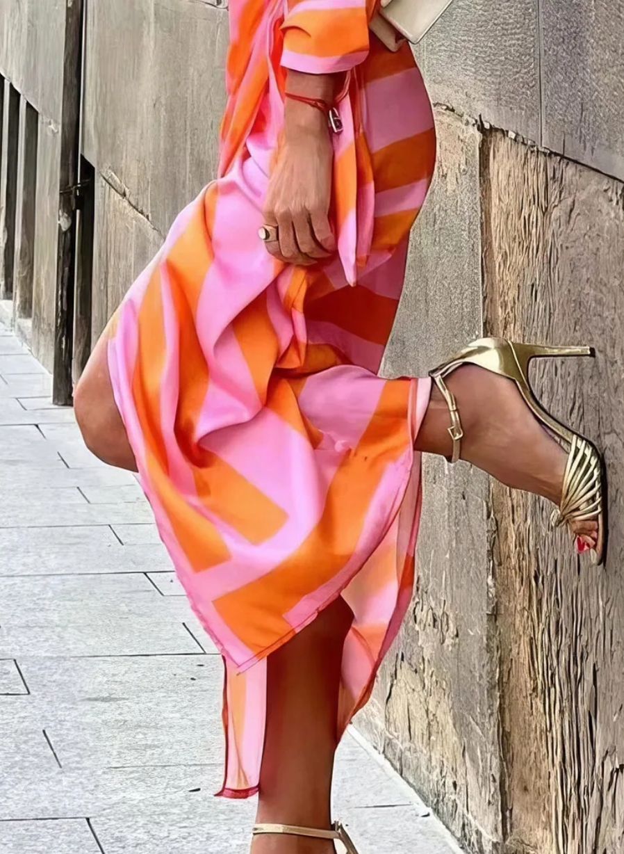 Mia – Elegantes Wickelkleid Damen Sommer Midi mit Muster für Brunch und Sommerpartys-3