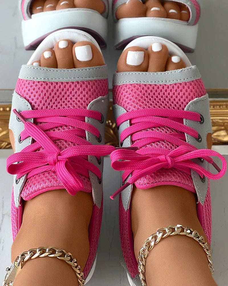 Anna - Orthopädische Damen Sandalen Muffin mit Ausschnitt und Schnürung - Bequeme Sommerschuhe in Grün-5