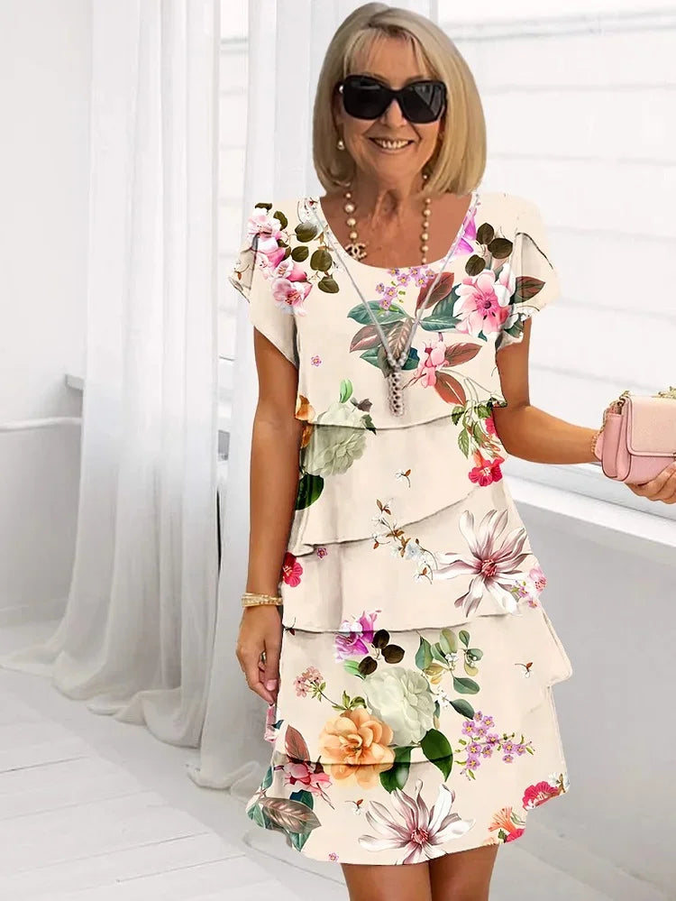 Variant image for Dalia – Florales Maxikleid Sommer Für Damen – Elegantes Lange Kleid Mit Rundhalsausschnitt-19