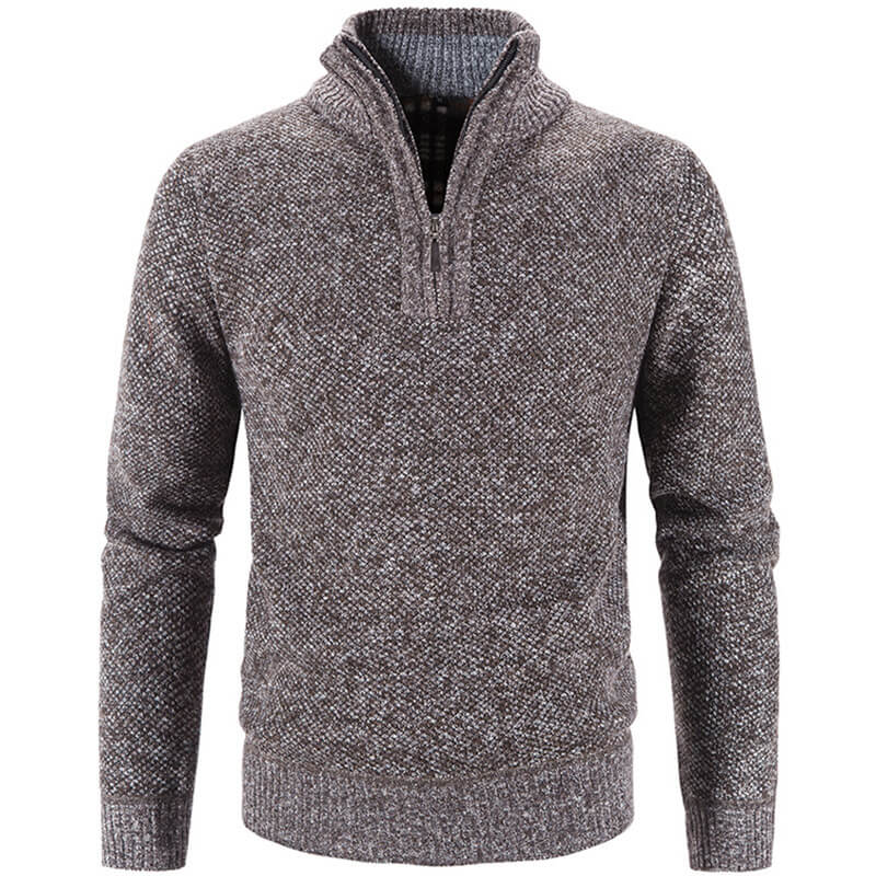 Variant image for Herren Pullover Grau Größe M Fleece Viertel-Reißverschluss Plüschfutter-13