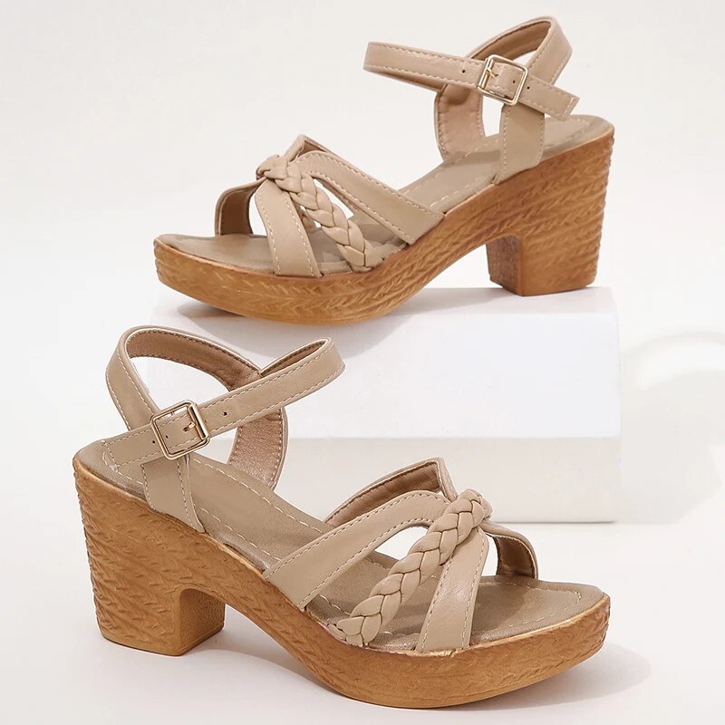 Sophie - Elegante Hohe Schuhe Damen Schwarz mit Knöchelriemen und Zehenoffenem Design-3