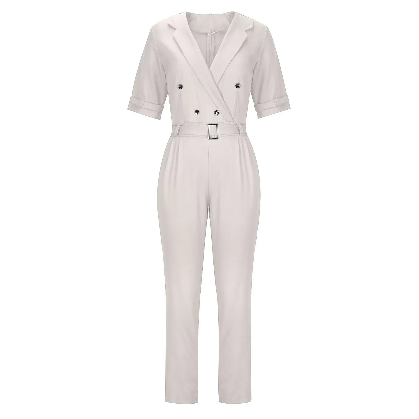 Variant image for Lena Jumpsuit Damen Elegant - Doppelbrust Wrap Design - V-Ausschnitt - Kurzarm - Schwarz - Perfekt Für Festliche Anlässe-1