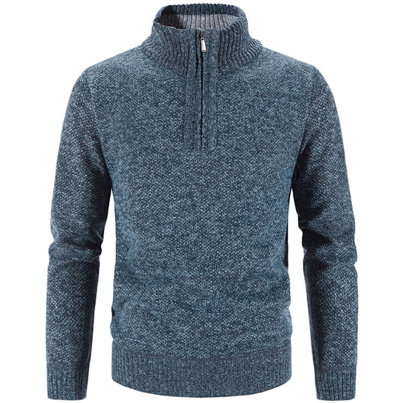 Variant image for Herren Pullover Grau Größe M Fleece Viertel-Reißverschluss Plüschfutter-2