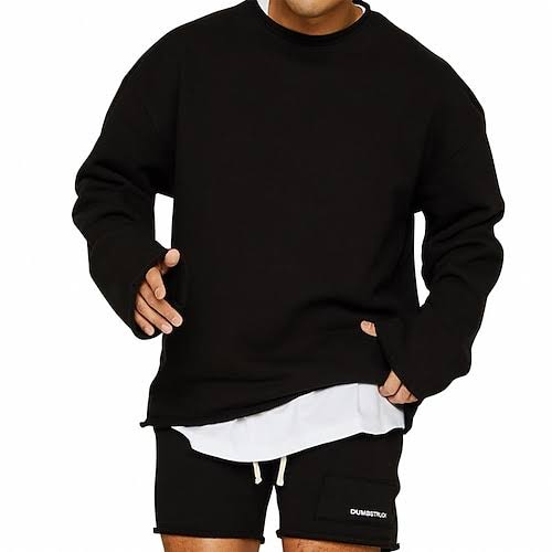 Herren Sweatshirt und Shorts Set Grau Größe M Baumwolle-2