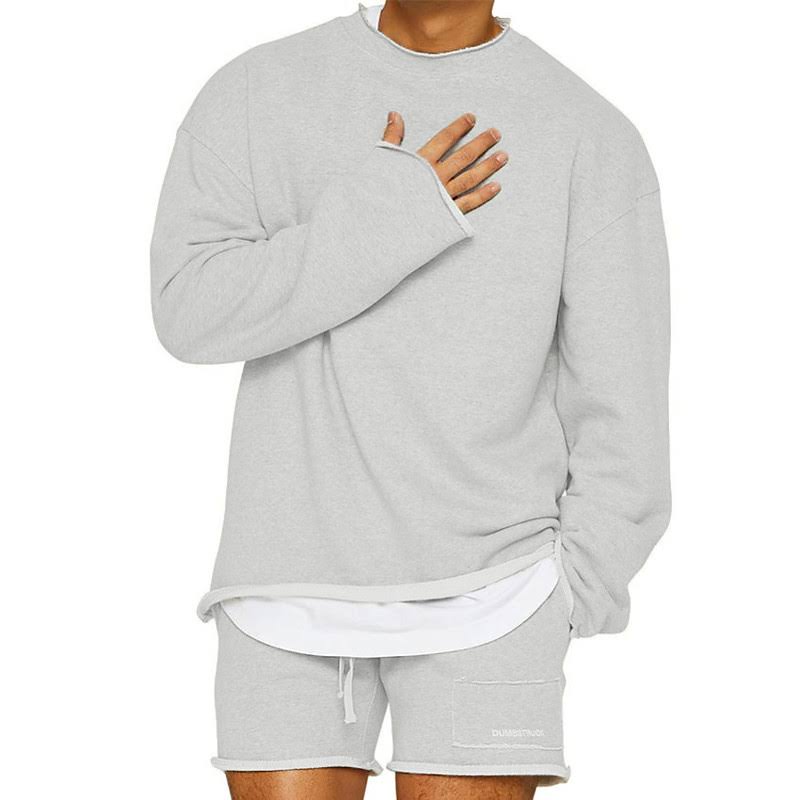 Variant image for Herren Sweatshirt und Shorts Set Grau Größe M Baumwolle-5