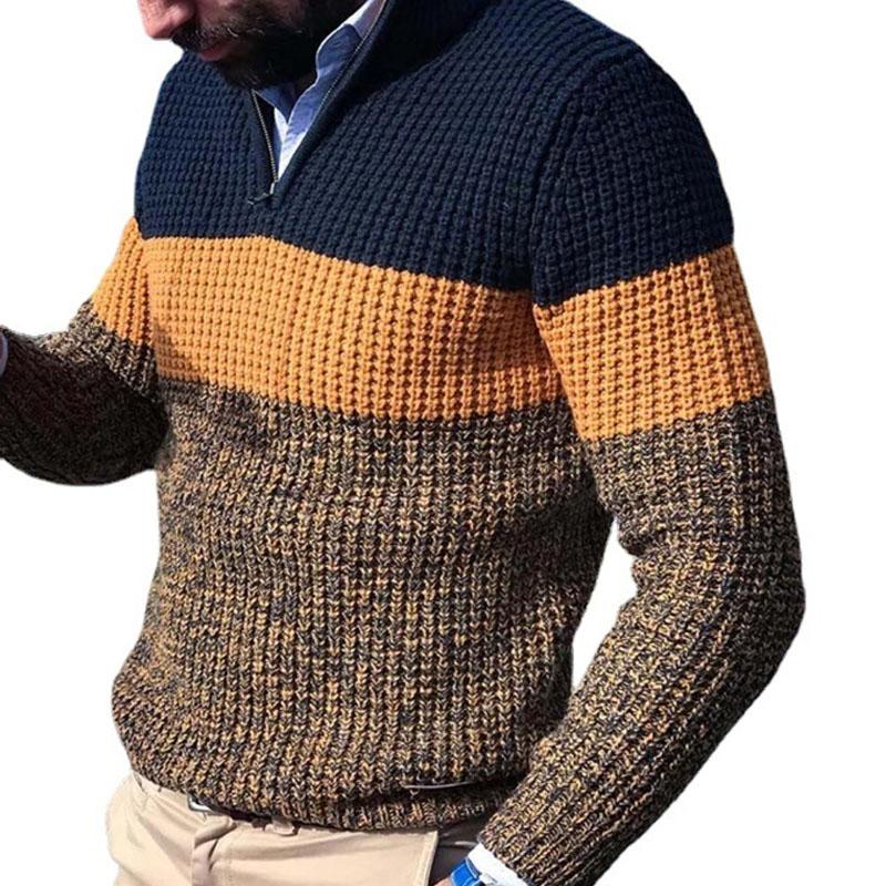 Variant image for Herrenpullover Farbblock Orange Größe M Baumwollmischung-1