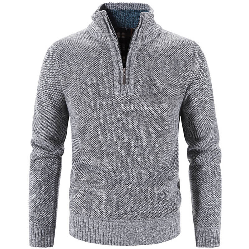 Variant image for Herren Pullover Grau Größe M Fleece Viertel-Reißverschluss Plüschfutter-19