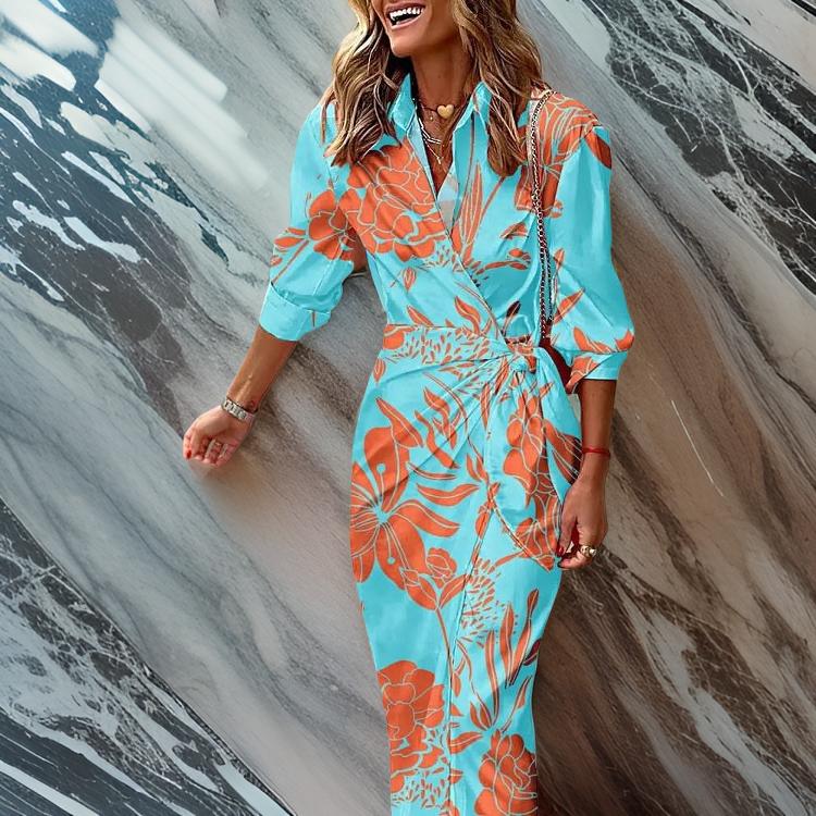 Variant image for Mia – Elegantes Wickelkleid Damen Sommer Midi mit Muster für Brunch und Sommerpartys-7