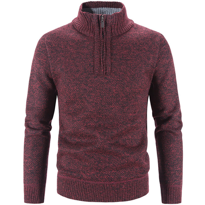 Variant image for Herren Pullover Grau Größe M Fleece Viertel-Reißverschluss Plüschfutter-7