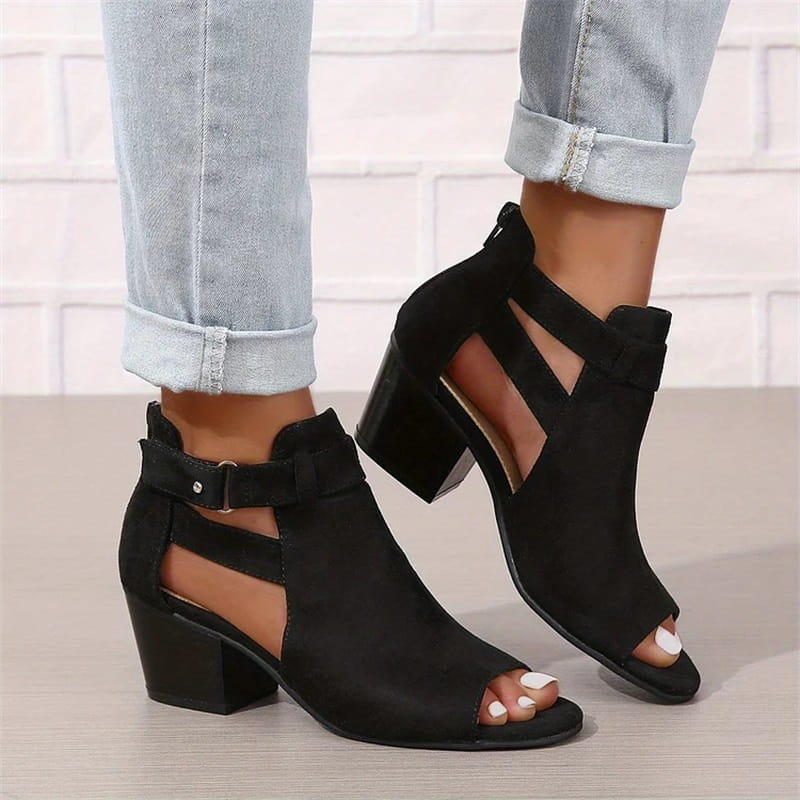 Nelly™ Damen Sandalen – Elegante Wildleder Sandalen mit Absatz für besondere Anlässe-3