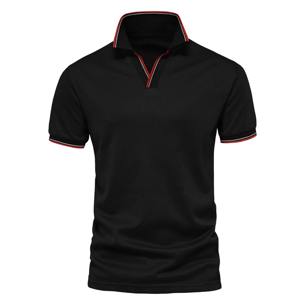Variant image for Max | Herren Polohemd Hellblau mit V-Ausschnitt – Atmungsaktives Polo Hemd für Freizeit und legere Anlässe-3