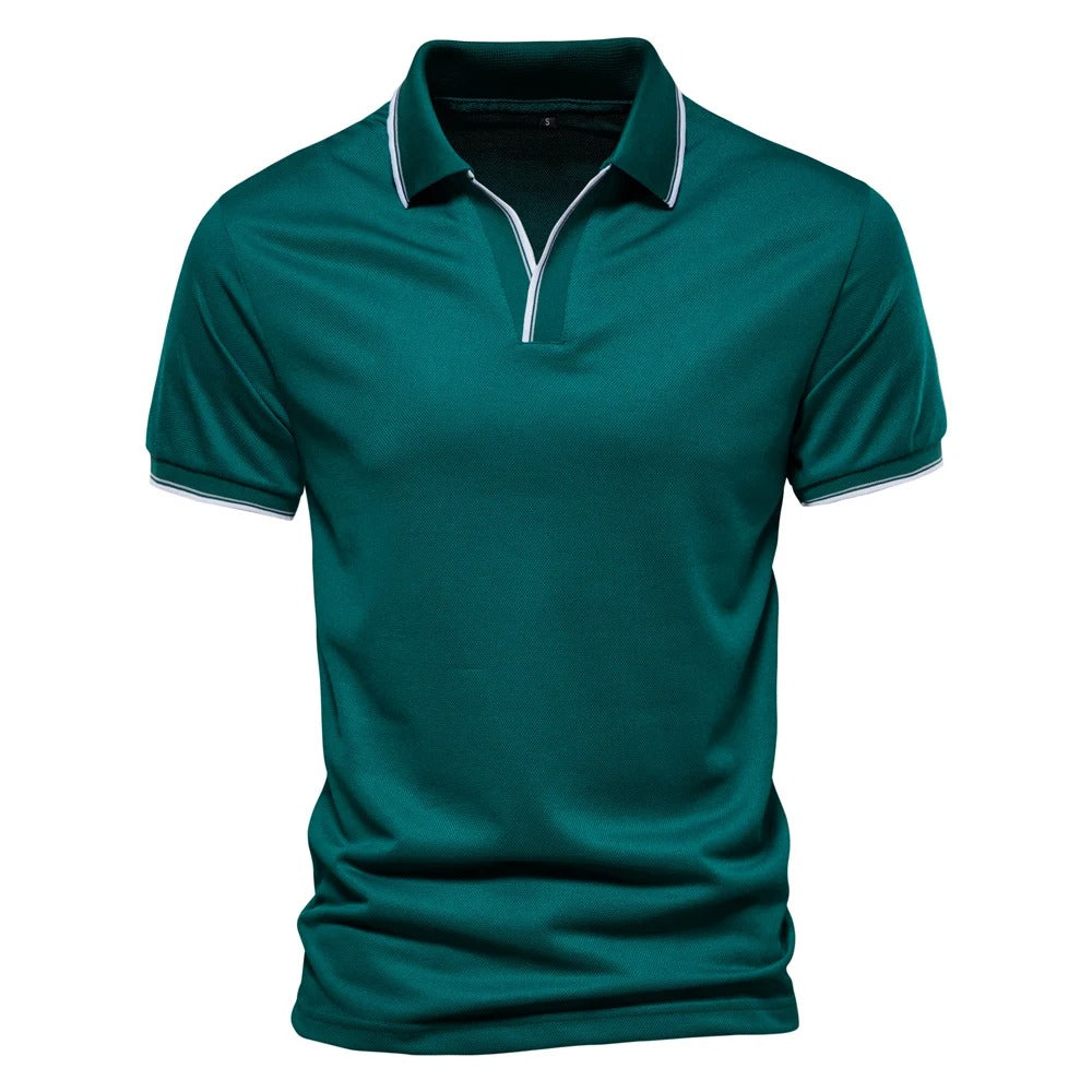 Variant image for Max | Herren Polohemd Hellblau mit V-Ausschnitt – Atmungsaktives Polo Hemd für Freizeit und legere Anlässe-11