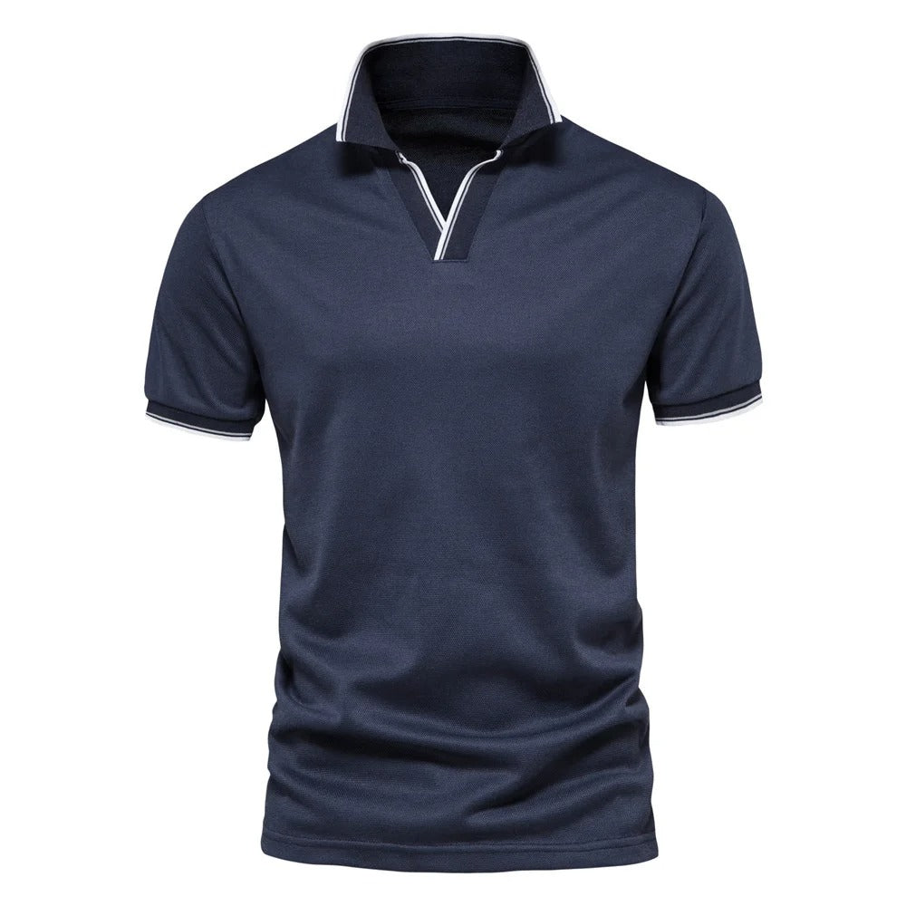 Variant image for Max | Herren Polohemd Hellblau mit V-Ausschnitt – Atmungsaktives Polo Hemd für Freizeit und legere Anlässe-6