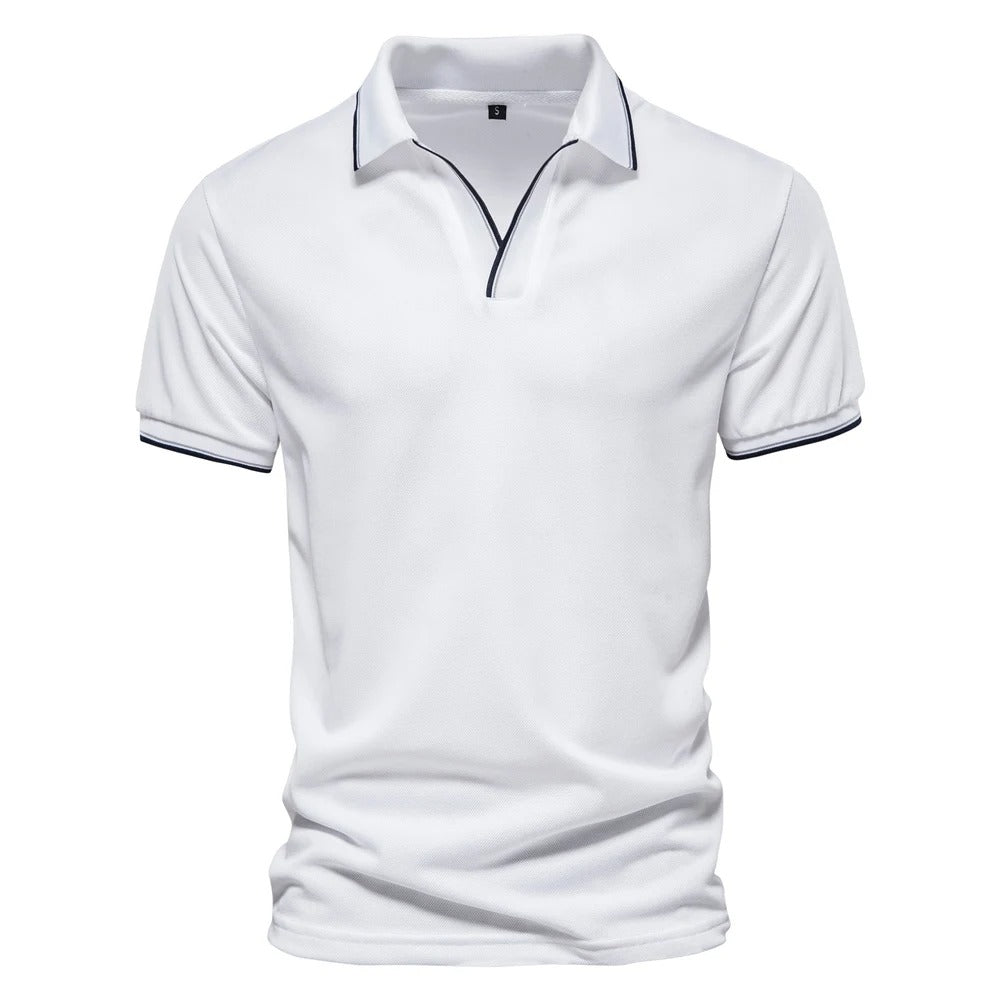 Variant image for Max | Herren Polohemd Hellblau mit V-Ausschnitt – Atmungsaktives Polo Hemd für Freizeit und legere Anlässe-16