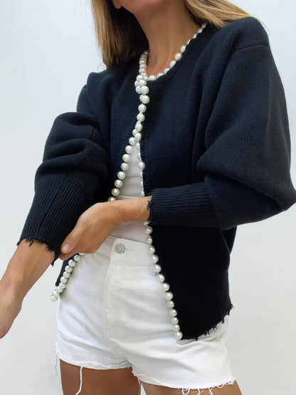 Eleganter Cardigan-Pullover mit Perlen - Nalla