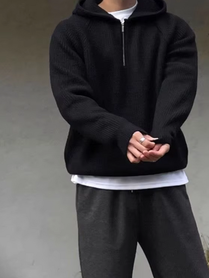 CAELAN – Der elegante strick-hoodie mit halbem zipper