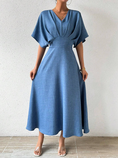 Adeline – Elegantes Maxikleid Sommer für Damen mit V-Ausschnitt und Fledermausärmeln, Ideal für Festliche Anlässe-6