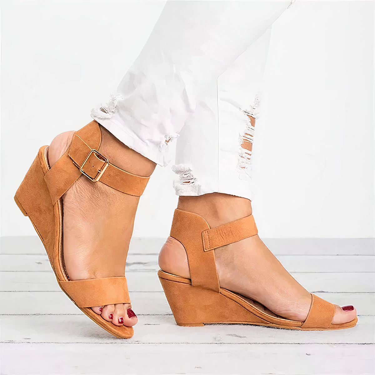 Emma™ Weiße Keilsandalen Damen - Orthopädische Keilsandalen mit Optimaler Unterstützung für Bequeme Sommertage-4