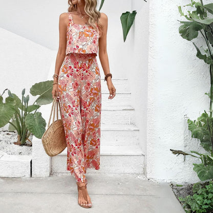 Lena Jumpsuit Damen Sommer - Ärmellos Mit Blumendruck & Weitem Bein - Eleganter Overall Für Entspannte Tage-3