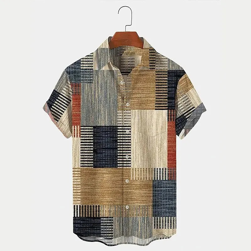 Bernabe - Kurzärmeliges Herrenhemd mit elegantem abstraktem Muster für den Sommer