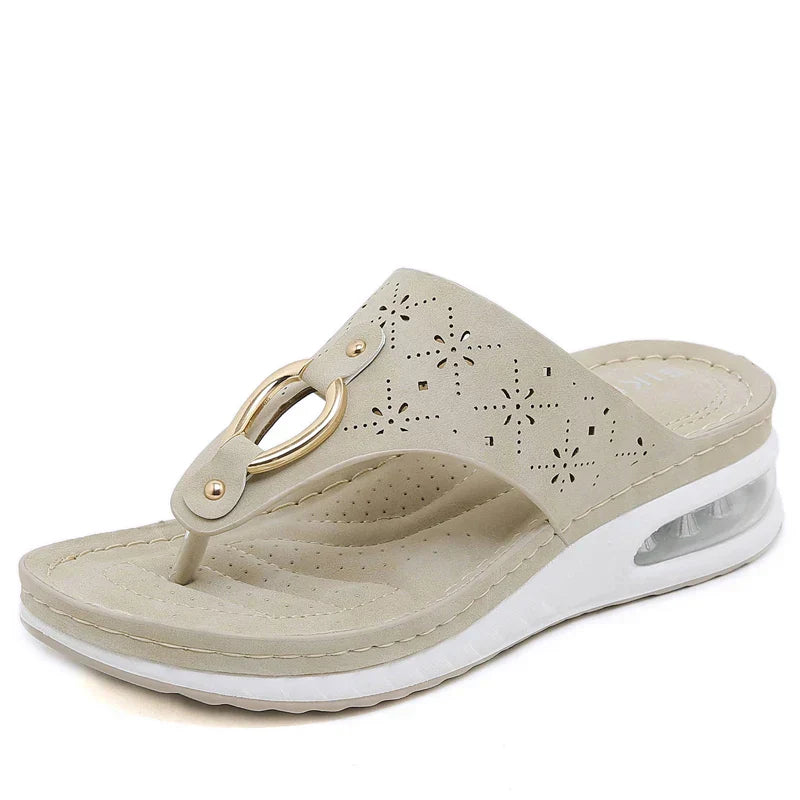 Ulloa - Damen Flip Flops Mit Keilabsatz Und Luftpolster - Bequem Für Sommerliches Tragen