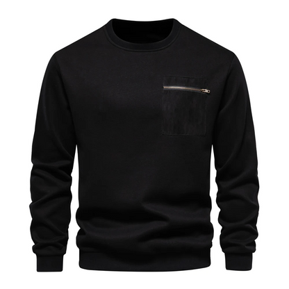 Variant image for Herrenpullover Grau Größe M Baumwolle mit Reißverschlusstasche und Rundhalsausschnitt-6