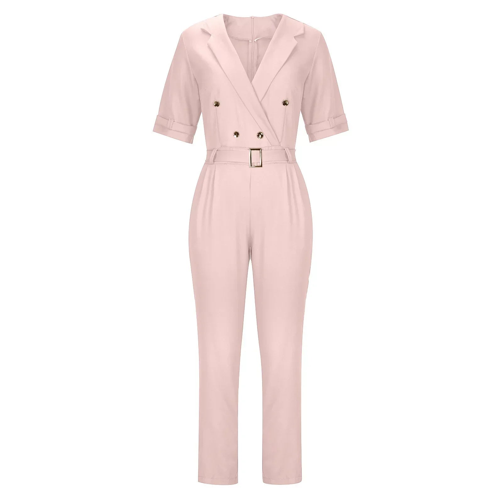Variant image for Lena Jumpsuit Damen Elegant - Doppelbrust Wrap Design - V-Ausschnitt - Kurzarm - Schwarz - Perfekt Für Festliche Anlässe-5