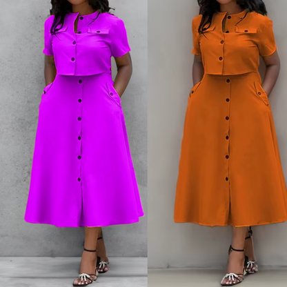 Adrianna - Geknöpftes Midi-Set mit Taschen