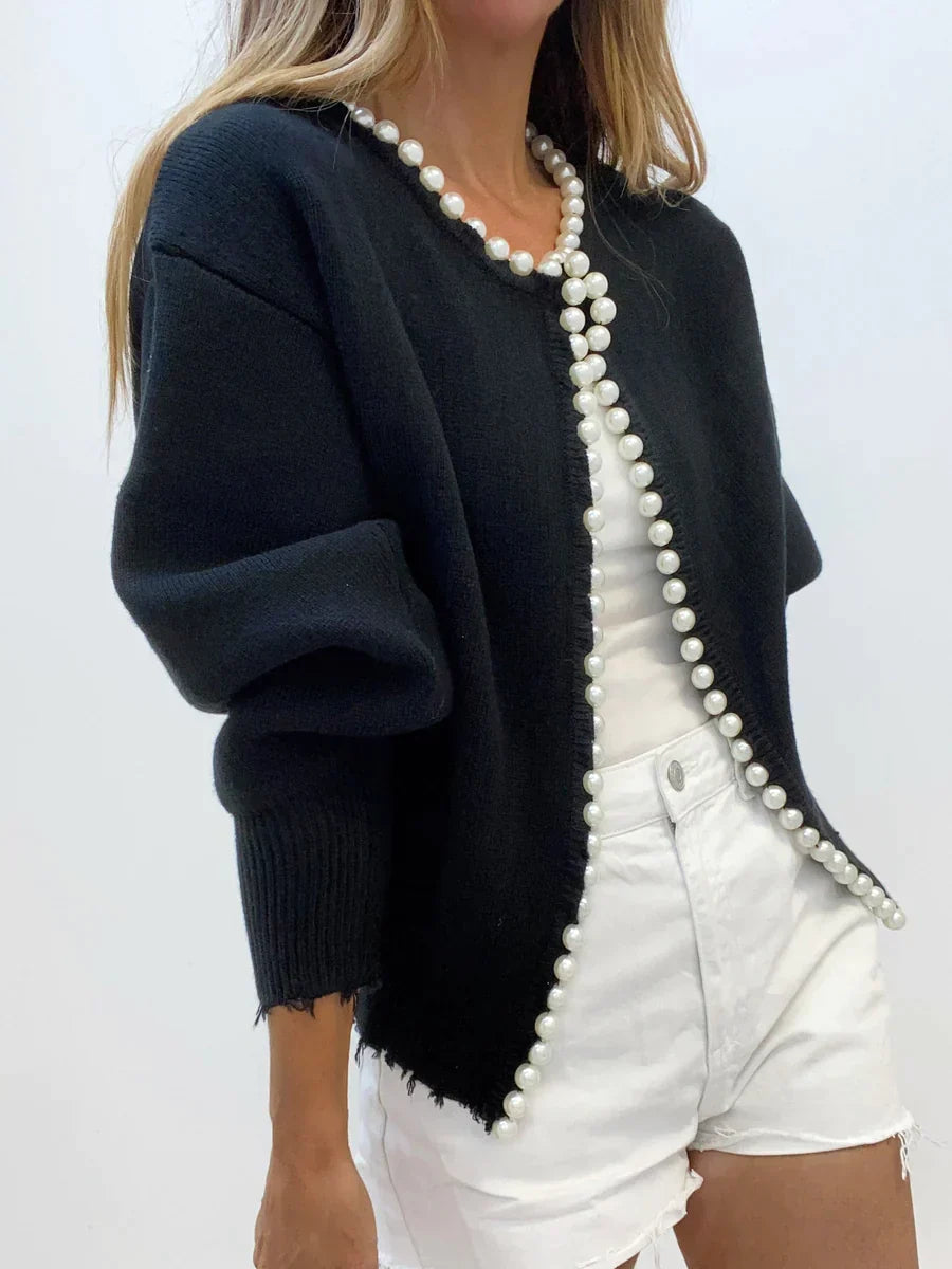 Eleganter Cardigan-Pullover mit Perlen - Nalla