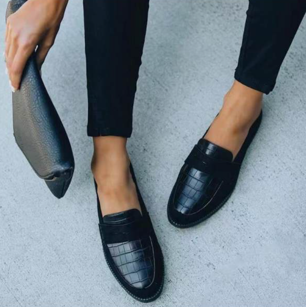 Leyna - Elegante Damen Loafers Schwarz - Stilvolle Flache Schuhe für Frühling und Sommer-2
