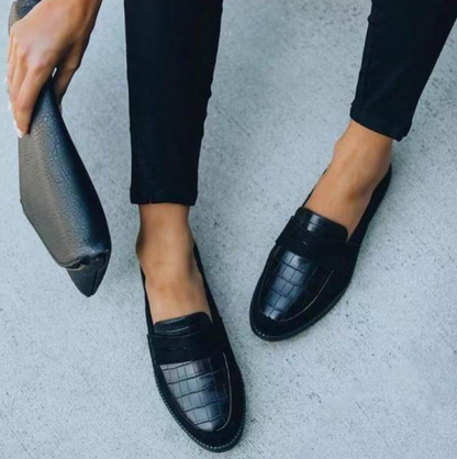 Leyna - Elegante Damen Loafers Schwarz - Stilvolle Flache Schuhe für Frühling und Sommer-2