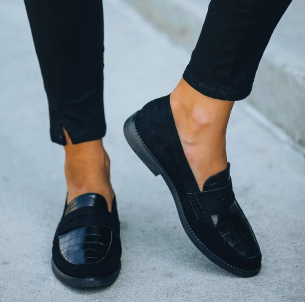 Leyna - Elegante Damen Loafers Schwarz - Stilvolle Flache Schuhe für Frühling und Sommer-4