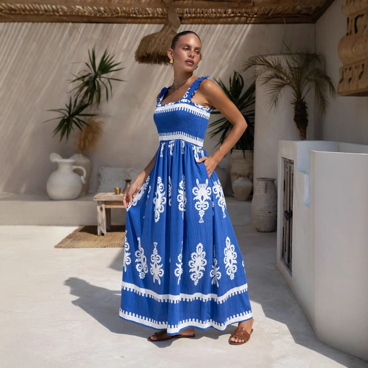 Lena Maxikleid Sommer Damen - Ärmelloses Riemchendesign - Fließender Stoff für Strand & Freizeit-3