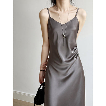 Variant image for Lena Damen Satin A-Linie Camisolkleid – Elegantes Kleid für Hochzeitsgast & Festliche Anlässe-5