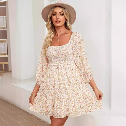 Damen A-Linien Kleid Schwarz Größe M Baumwollmischung mit Puffärmeln und U-Ausschnitt-3