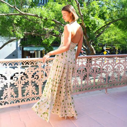 Lena Damen Sommerkleid Mit Offenem Rücken, Leichte Baumwolle, A-Linie, Smocked Mieder, Ideal Für Frühling/Sommer-4