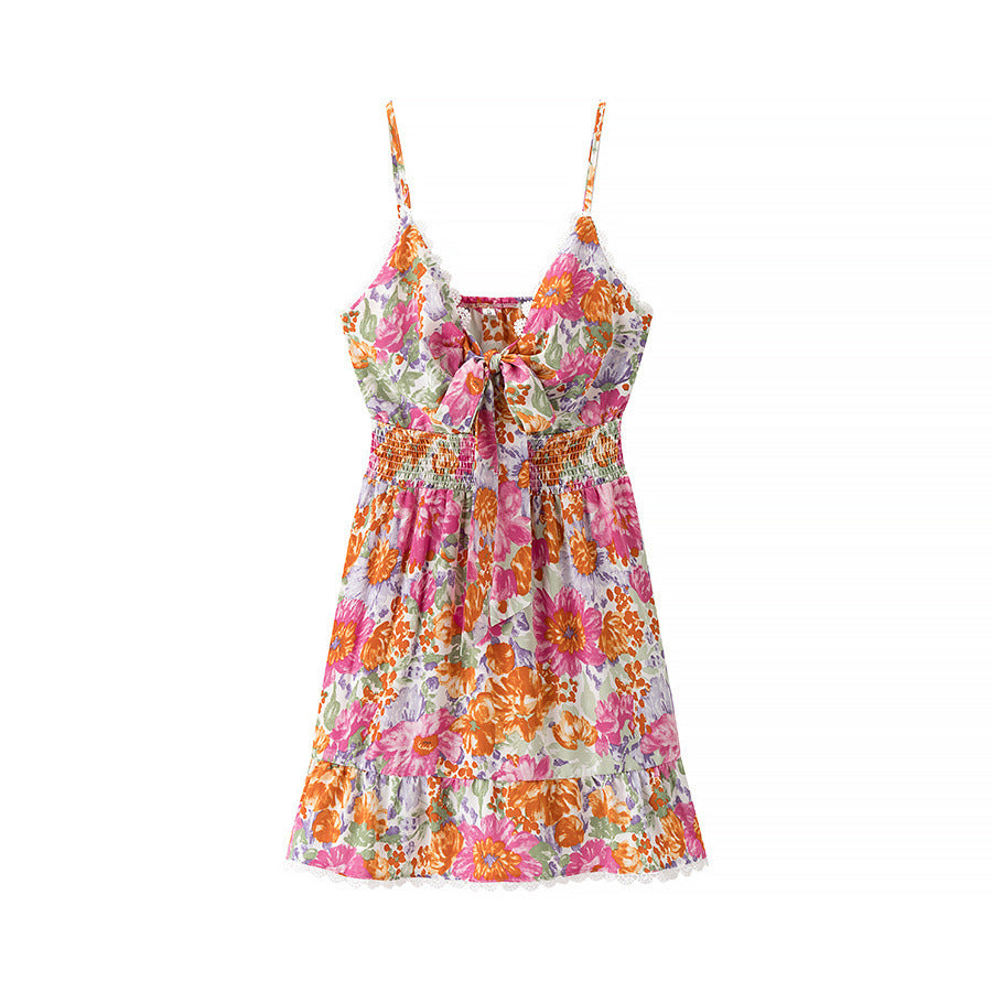 Damen Mini Kleid Blau Größe M Baumwollmischung A-Line mit Rüschensaum für Sommerkleider-2