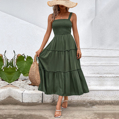 Variant image for Lena Ärmelloses Midi-Kleid - Smocked Mieder, Gestufter Rock - Damenkleid aus Baumwollmischung für Frühling/Sommer-5
