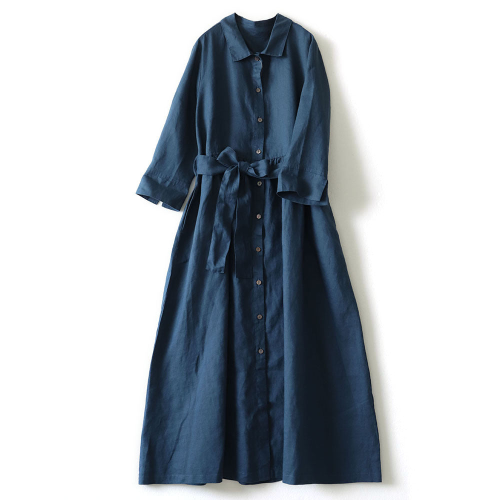 Alet – Elegantes Damenkleid im Hemdblusen-Stil aus Leinen für Hochzeitsgast und festliche Anlässe-4